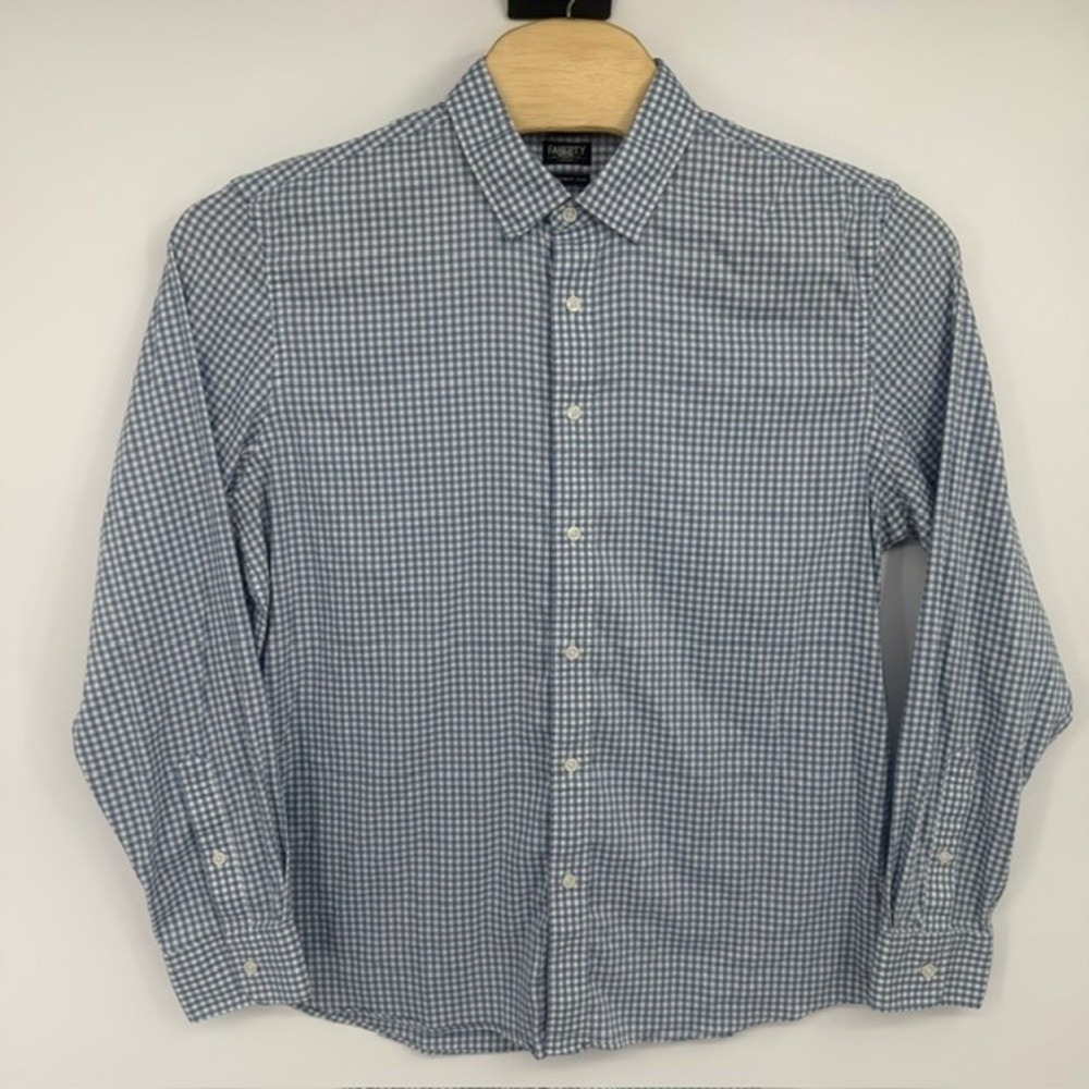 Faherty Men's XL The Movement Blue Gingham Performance Stretch Button Up